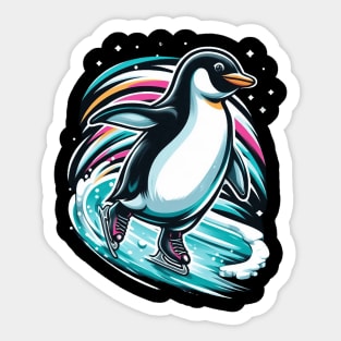 Penguin surfing Sticker
